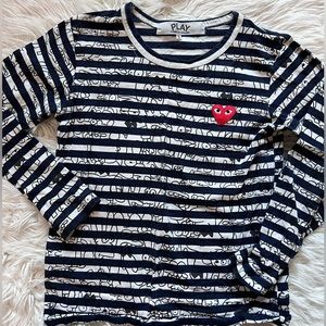 Comme des Garcons & Matt Groening "Life in Hell" Collab Striped Shirt Small wmn